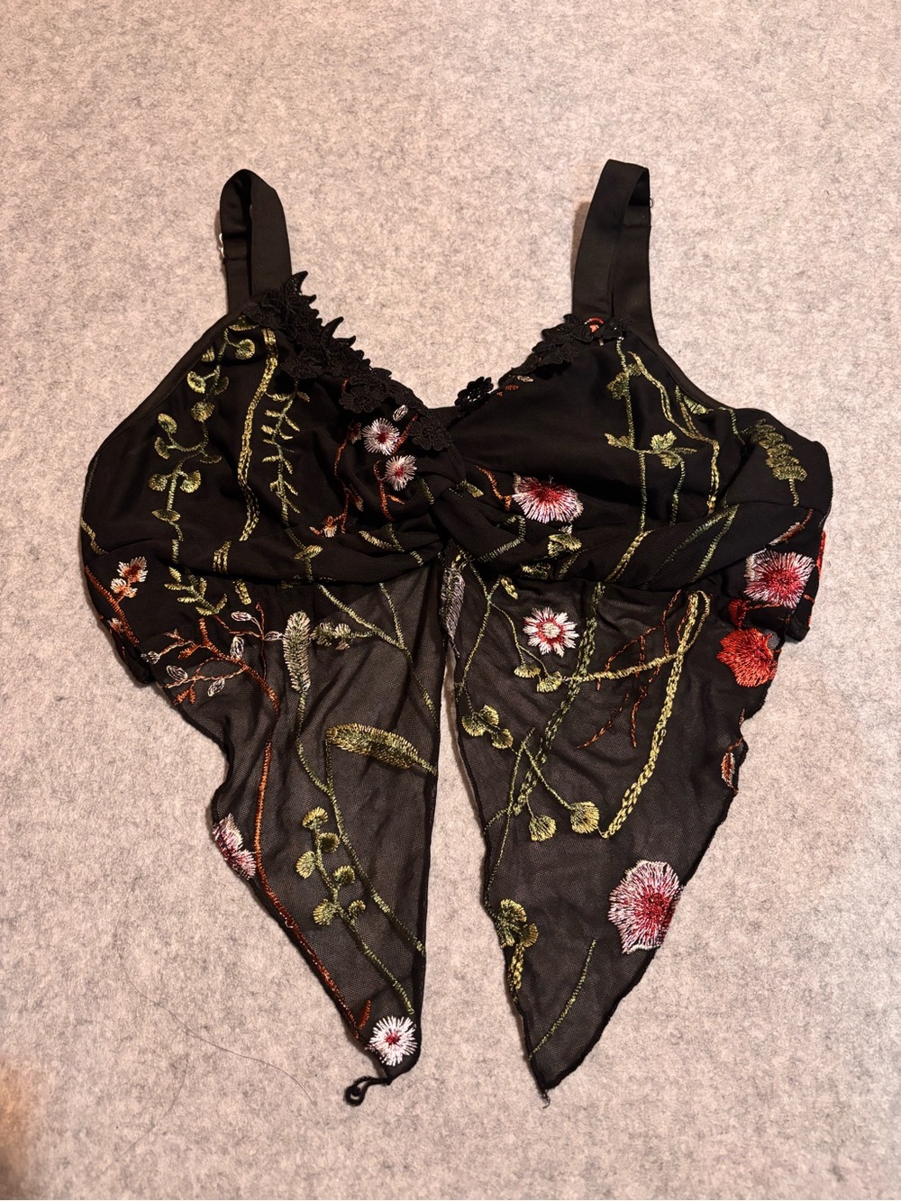 iHeartRaves Black Floral Flowerfields Embroidered Rave Top